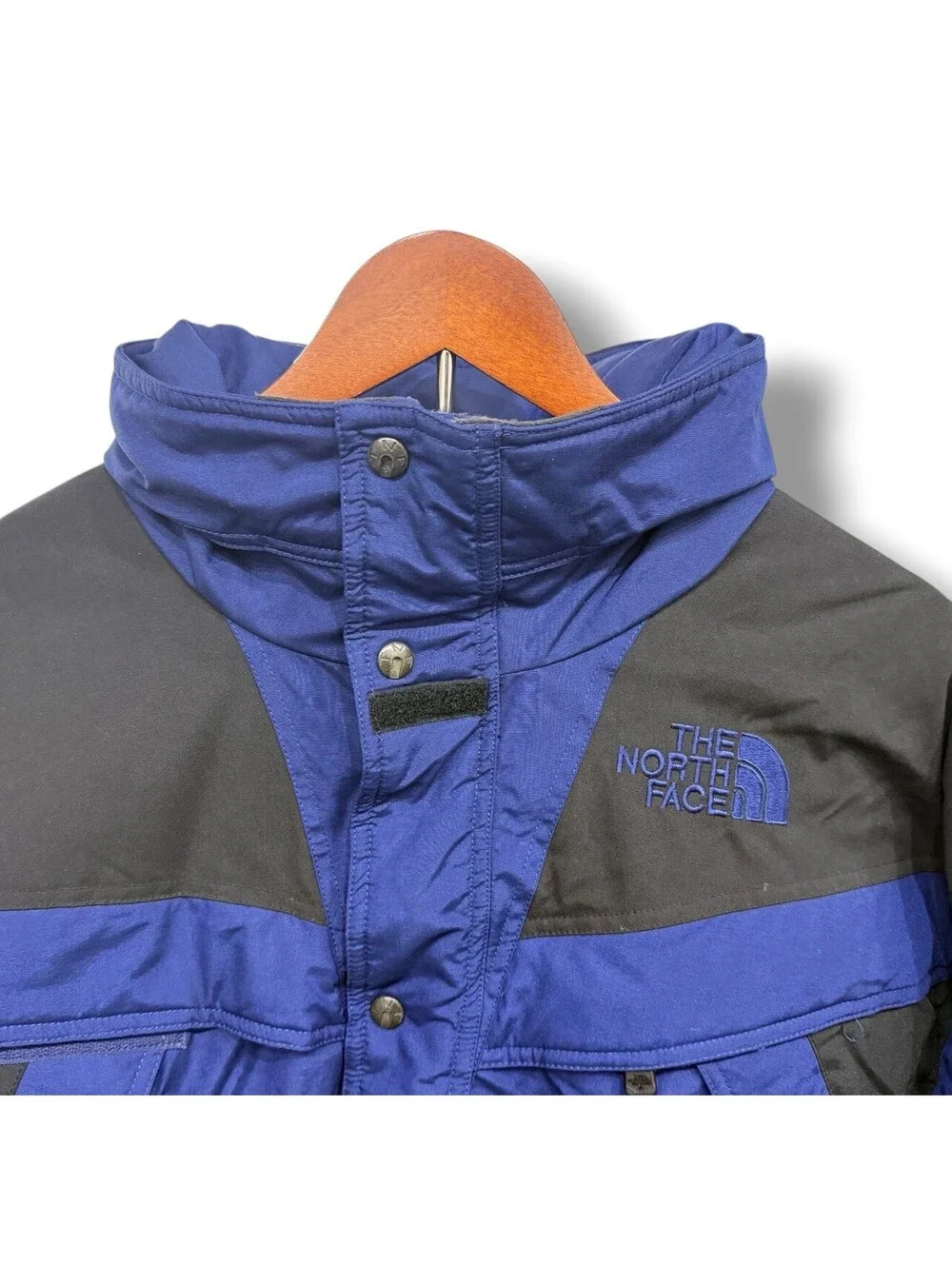 Vintage The North Face Extreme Light Jacket Mens XL Blue Black Hooded Coat